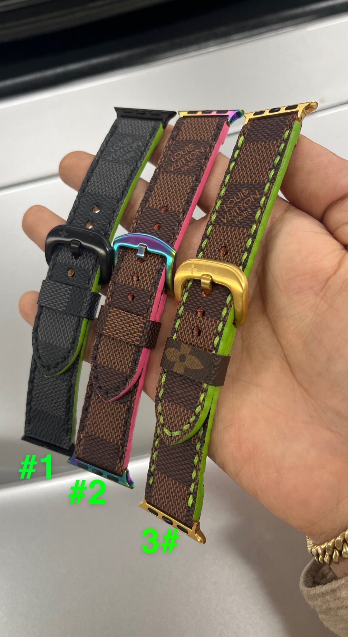 Upcycled LV Apple Watch Bands - Damier Graphite